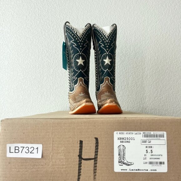 Lane RODEO HOUSTON Womens Cowboy Boots 5.5 Brown Western Cowgirl Mid Calf Tall - Picture 10 of 11